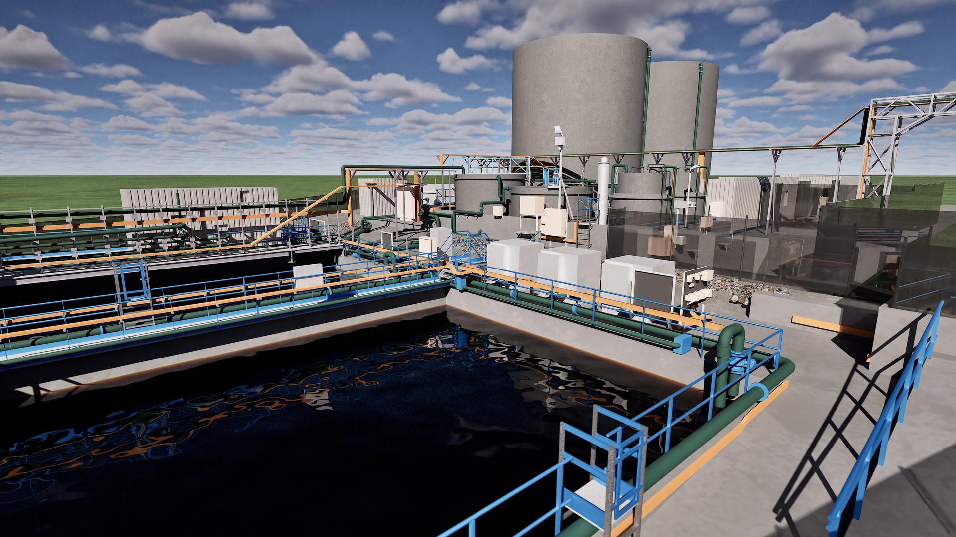 3D-model waterzuiveringsinstallatie