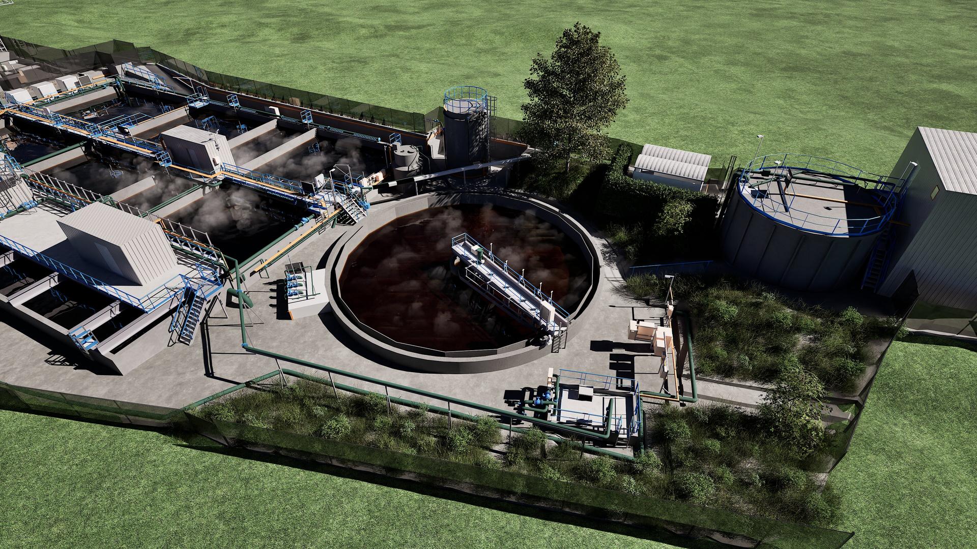 3D-model waterzuiveringsinstallatie
